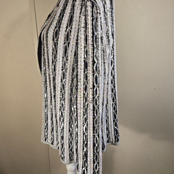 Vintage Papell Boutique Beaded Jacket XL , Silk Full Length Sleeve - Picture 3 of 8